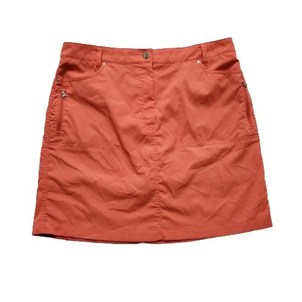 N'VO By Lanctot Women's Red Orange With Inner Shorts Golf Skort Size 10 - Picture 2 of 11